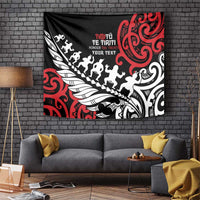 Honour The Treaty New Zealand Personalised Tapestry Toitu Te Tiriti Half Fern with Haka dance LT9 Black - Polynesian Pride