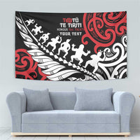 Honour The Treaty New Zealand Personalised Tapestry Toitu Te Tiriti Half Fern with Haka dance LT9 - Polynesian Pride
