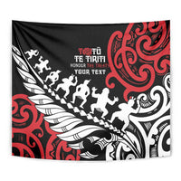 Honour The Treaty New Zealand Personalised Tapestry Toitu Te Tiriti Half Fern with Haka dance LT9 - Polynesian Pride