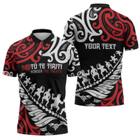 Honour The Treaty New Zealand Personalised Zipper Polo Shirt Toitu Te Tiriti Half Fern Haka Dance LT9 - Polynesian Pride