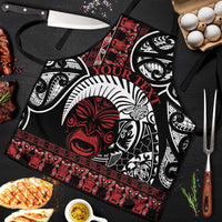 Honour The Treaty New Zealand Personalised Apron Toitu Te Tiriti Indigenous Maori Face LT9 Red - Polynesian Pride