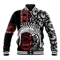 Honour The Treaty New Zealand Personalised Baseball Jacket Toitu Te Tiriti Indigenous Maori Face LT9 Unisex Black - Polynesian Pride