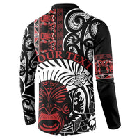 Honour The Treaty New Zealand Personalised Button Sweatshirt Toitu Te Tiriti Indigenous Maori Face LT9 - Polynesian Pride