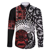 Honour The Treaty New Zealand Personalised Family Matching Mermaid Dress and Hawaiian Shirt Toitu Te Tiriti Indigenous Maori Face LT9 Dad's Shirt - Long Sleeve Black - Polynesian Pride