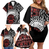 Honour The Treaty New Zealand Personalised Family Matching Off Shoulder Short Dress and Hawaiian Shirt Toitu Te Tiriti Indigenous Maori Face LT9 - Polynesian Pride