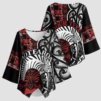 Honour The Treaty New Zealand Personalised Kimono Sleeve Blouse Toitu Te Tiriti Indigenous Maori Face LT9 - Polynesian Pride