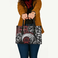 Honour The Treaty New Zealand Personalised Leather Bag Toitu Te Tiriti Indigenous Maori Face LT9 Red - Polynesian Pride