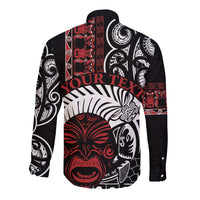 Honour The Treaty New Zealand Personalised Long Sleeve Button Shirt Toitu Te Tiriti Indigenous Maori Face LT9 - Polynesian Pride