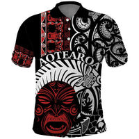 Honour The Treaty New Zealand Personalised Polo Shirt Toitu Te Tiriti Indigenous Maori Face LT9 Black - Polynesian Pride