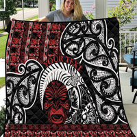Honour The Treaty New Zealand Personalised Quilt Toitu Te Tiriti Indigenous Maori Face LT9 Black - Polynesian Pride