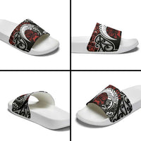Honour The Treaty New Zealand Personalised Slide Sandals Toitu Te Tiriti Indigenous Maori Face LT9 - Polynesian Pride