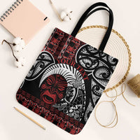 Honour The Treaty New Zealand Personalised Tote Bag Toitu Te Tiriti Indigenous Maori Face LT9 Black Strap One Size Red - Polynesian Pride