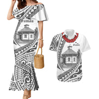 Samoa Mau Movement House Personalised Couples Matching Mermaid Dress and Hawaiian Shirt Fa'a Samoa The Samoan Way LT9 White - Polynesian Pride