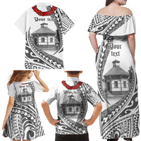 Samoa Mau Movement House Personalised Family Matching Off Shoulder Maxi Dress and Hawaiian Shirt Fa'a Samoa The Samoan Way LT9 - Polynesian Pride