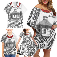 Samoa Mau Movement House Personalised Family Matching Off Shoulder Short Dress and Hawaiian Shirt Fa'a Samoa The Samoan Way LT9 - Polynesian Pride