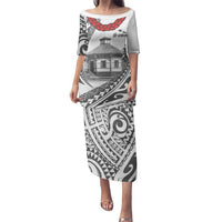 Samoa Mau Movement House Personalised Family Matching Puletasi and Hawaiian Shirt Fa'a Samoa The Samoan Way LT9 Mom's Dress White - Polynesian Pride