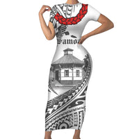 Samoa Mau Movement House Personalised Family Matching Short Sleeve Bodycon Dress and Hawaiian Shirt Fa'a Samoa The Samoan Way LT9 Mom's Dress White - Polynesian Pride