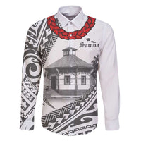 Samoa Mau Movement House Personalised Family Matching Tank Maxi Dress and Hawaiian Shirt Fa'a Samoa The Samoan Way LT9 Dad's Shirt - Long Sleeve White - Polynesian Pride