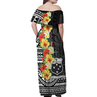 Samoa Tribal Hibiscus Flowers Family Matching Off Shoulder Maxi Dress and Hawaiian Shirt LT9 - Polynesian Pride