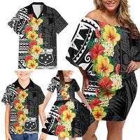 Samoa Tribal Hibiscus Flowers Family Matching Off Shoulder Short Dress and Hawaiian Shirt LT9 - Polynesian Pride