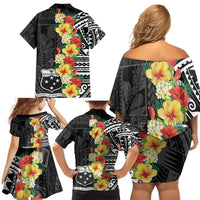 Samoa Tribal Hibiscus Flowers Family Matching Off Shoulder Short Dress and Hawaiian Shirt LT9 - Polynesian Pride