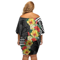 Samoa Tribal Hibiscus Flowers Family Matching Off Shoulder Short Dress and Hawaiian Shirt LT9 - Polynesian Pride