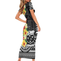 Samoa Tribal Hibiscus Flowers Family Matching Short Sleeve Bodycon Dress and Hawaiian Shirt LT9 - Polynesian Pride
