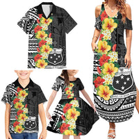 Samoa Tribal Hibiscus Flowers Family Matching Summer Maxi Dress and Hawaiian Shirt LT9 - Polynesian Pride