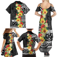 Samoa Tribal Hibiscus Flowers Family Matching Summer Maxi Dress and Hawaiian Shirt LT9 - Polynesian Pride