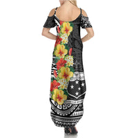 Samoa Tribal Hibiscus Flowers Family Matching Summer Maxi Dress and Hawaiian Shirt LT9 - Polynesian Pride