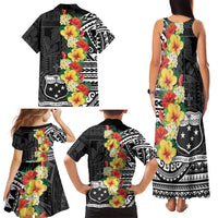 Samoa Tribal Hibiscus Flowers Family Matching Tank Maxi Dress and Hawaiian Shirt LT9 - Polynesian Pride