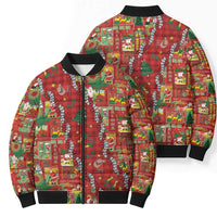 Mele Kalikimaka Pakalana Pikake Lei Bomber Puffer Jacket Hawaiian Rodeo Paniolo Omaomao Palaka LT9 - Polynesian Pride