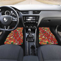 Mele Kalikimaka Pakalana Pikake Lei Car Mats Hawaiian Rodeo Paniolo Omaomao Palaka LT9 Set 2pcs - Front Green - Polynesian Pride