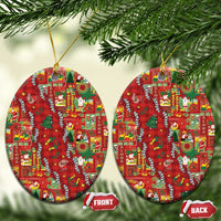 Mele Kalikimaka Pakalana Pikake Lei Ceramic Ornament Hawaiian Rodeo Paniolo Omaomao Palaka LT9 Oval Green - Polynesian Pride