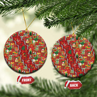 Mele Kalikimaka Pakalana Pikake Lei Ceramic Ornament Hawaiian Rodeo Paniolo Omaomao Palaka LT9 Circle Green - Polynesian Pride