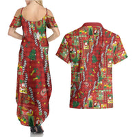 Mele Kalikimaka Pakalana Pikake Lei Couples Matching Summer Maxi Dress and Hawaiian Shirt Hawaiian Rodeo Paniolo Omaomao Palaka LT9 - Polynesian Pride