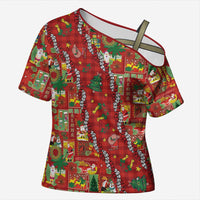 Mele Kalikimaka Pakalana Pikake Lei Cross Shoulder Shirt Hawaiian Rodeo Paniolo Omaomao Palaka LT9 Female Green - Polynesian Pride