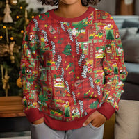 Mele Kalikimaka Pakalana Pikake Lei Kid Ugly Christmas Sweater Hawaiian Rodeo Paniolo Omaomao Palaka LT9 - Polynesian Pride