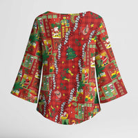 Mele Kalikimaka Pakalana Pikake Lei Kimono Sleeve Blouse Hawaiian Rodeo Paniolo Omaomao Palaka LT9 - Polynesian Pride