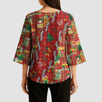 Mele Kalikimaka Pakalana Pikake Lei Kimono Sleeve Blouse Hawaiian Rodeo Paniolo Omaomao Palaka LT9 - Polynesian Pride