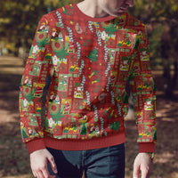 Mele Kalikimaka Pakalana Pikake Lei Ugly Christmas Sweater Hawaiian Rodeo Paniolo Omaomao Palaka LT9 - Polynesian Pride