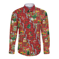 Mele Kalikimaka Pakalana Pikake Lei Long Sleeve Button Shirt Hawaiian Rodeo Paniolo Omaomao Palaka LT9 Unisex Green - Polynesian Pride