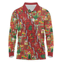 Mele Kalikimaka Pakalana Pikake Lei Long Sleeve Polo Shirt Hawaiian Rodeo Paniolo Omaomao Palaka LT9 Green - Polynesian Pride