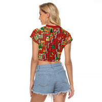 Mele Kalikimaka Pakalana Pikake Lei Raglan Cropped T Shirt Hawaiian Rodeo Paniolo Omaomao Palaka LT9 - Polynesian Pride