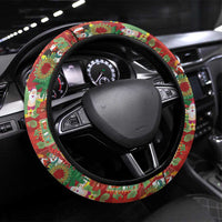 Mele Kalikimaka Pakalana Pikake Lei Steering Wheel Cover Hawaiian Rodeo Paniolo Omaomao Palaka LT9 Universal Fit Green - Polynesian Pride