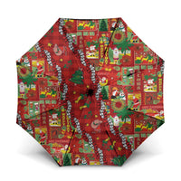 Mele Kalikimaka Pakalana Pikake Lei Umbrella Hawaiian Rodeo Paniolo Omaomao Palaka LT9 One Size Folded 11.42 inch Opened Diameter 37.4 inch Green - Polynesian Pride