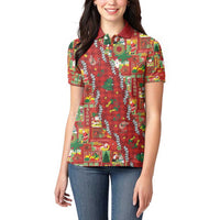 Mele Kalikimaka Pakalana Pikake Lei Women Polo Shirt Hawaiian Rodeo Paniolo Omaomao Palaka - Polynesian Pride