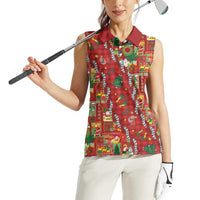 Mele Kalikimaka Pakalana Pikake Lei Women Sleeveless Polo Shirt Hawaiian Rodeo Paniolo Omaomao Palaka LT9 - Polynesian Pride
