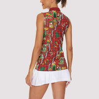 Mele Kalikimaka Pakalana Pikake Lei Women Sleeveless Polo Shirt Hawaiian Rodeo Paniolo Omaomao Palaka LT9 - Polynesian Pride