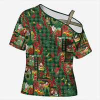 Mele Kalikimaka Pakalana Pikake Lei Cross Shoulder Shirt Hawaiian Rodeo Paniolo Ulaula Palaka LT9 Female Red - Polynesian Pride